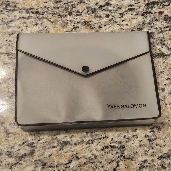 RARE YVES SALOMON GRAY GREY SILK LINED RABBIT FUR EYE FACE SLEEP MASK PROTECTOR - Picture 9 of 10